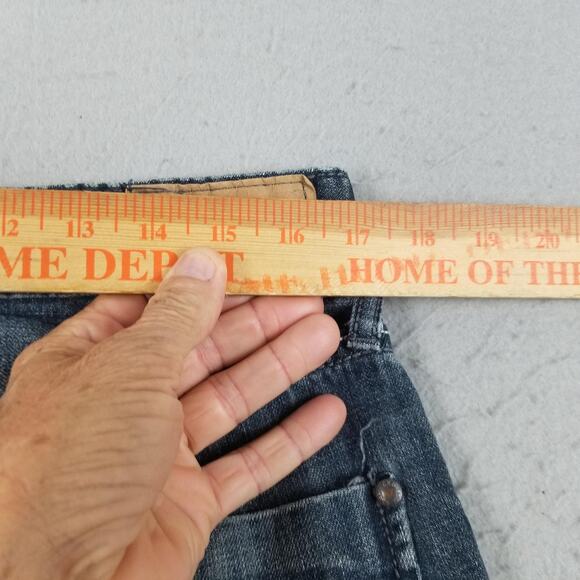 Express Kingston Jeans Mens 34x32 Blue Bootcut Classic Fit Whiskered Lion Denim - Picture 9 of 15